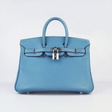 Hermes Birkin 25cm Handbag 6068 Blue Silver Hermes Birkin 25cm Handbag 6068 Blue Silver