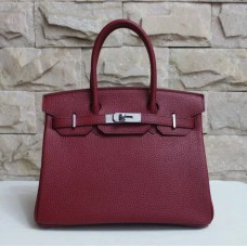 Hermes Birkin 30cm Togo leather Handbag burgundy silver Hermes Birkin 30cm Togo leather Handbag burgundy silver
