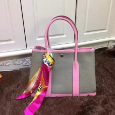 Hermes Garden Party 36cm Leather Handbag Grey Pink