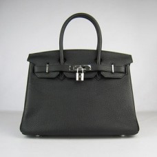 Hermes Birkin 30cm Togo leather Handbags black silver Hermes Birkin 30cm Togo leather Handbags black silver