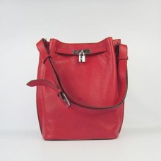 Hermes So Kelly 28cm Togo Leather Shoulder Bag Red Silver Hermes So Kelly 28cm Togo Leather Shoulder Bag Red Silver