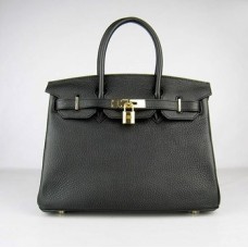 Hermes Birkin 30cm Togo leather Handbags black gold Hermes Birkin 30cm Togo leather Handbags black gold