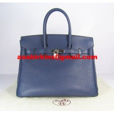 Hermes Birkin 35cm Togo leather Handbags dark blue silver Hermes Birkin 35cm Togo leather Handbags dark blue silver