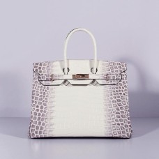 Hermes Birkin 35cm Crocodile Leather Handbag Grey White Gold Hermes Birkin 35cm Crocodile Leather Handbag Grey White Gold