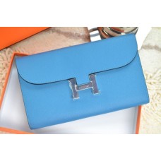 Hermes H Wallet Blue Silver Hermes H Wallet Blue Silver