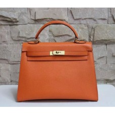 Hermes Kelly 32cm Epsom Leather Handbag Orange Gold Hermes Kelly 32cm Epsom Leather Handbag Orange Gold