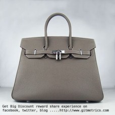 Hermes Birkin 35cm cattle skin vein Handbags dark khaki silver Hermes Birkin 35cm cattle skin vein Handbags dark khaki silver