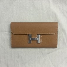 Hermes Epsom Leather Wallet Camel Silver Hermes Epsom Leather Wallet Camel Silver