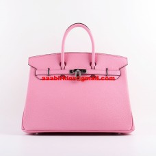 Hermes Birkin 35cm Togo leather Handbags Cherry Pink Silver Hermes Birkin 35cm Togo leather Handbags Cherry Pink Silver