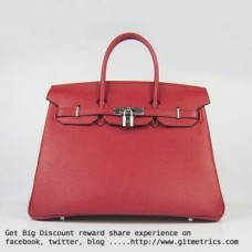 Hermes Birkin 35cm Togo leather Handbags red silver Hermes Birkin 35cm Togo leather Handbags red silver
