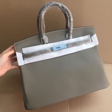 Hermes Birkin 35cm cattle skin vein Handbags khaki silver Hermes Birkin 35cm cattle skin vein Handbags khaki silver