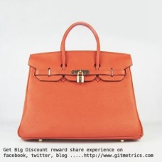 Hermes Birkin 35cm Togo leather Handbags orange golden Hermes Birkin 35cm Togo leather Handbags orange golden