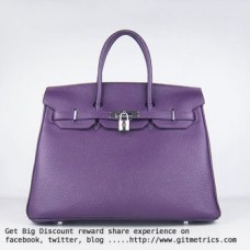Hermes Birkin 35cm Togo leather Handbags purple silver Hermes Birkin 35cm Togo leather Handbags purple silver