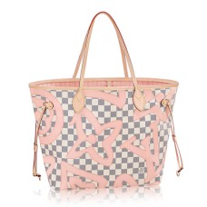 L Vuitton N41050 Neverfull MM Shoulder Bag Damier Azur Canvas