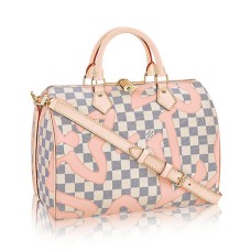 L Vuitton N41052 Speedy Bandouliere 30 Tote Bag Damier Azur Canvas