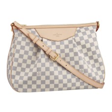 L Vuitton N41112 Siracusa MM Crossbody Bag Damier Azur Canvas