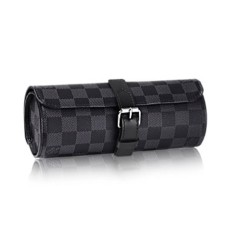 L Vuitton N41137 3 Watch Case Damier Graphite Canvas