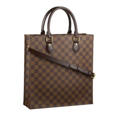 L Vuitton N41226 Sac Plat PM Tote Bag Damier Ebene Canvas