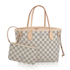 L Vuitton N41362 Neverfull PM Shoulder Bag Damier Azur Canvas
