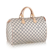 L Vuitton N41369 Speedy 35 Tote Bag Damier Azur Canvas