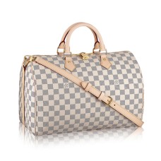 L Vuitton N41372 Speedy Bandouliere 35 Tote Bag Damier Azur Canvas