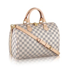 L Vuitton N41373 Speedy Bandouliere 30 Tote Bag Damier Azur Canvas