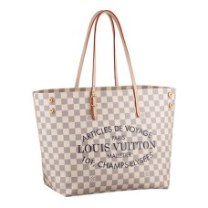 L Vuitton N41375 Cabas MM Shoulder Bag Damier Azur Canvas