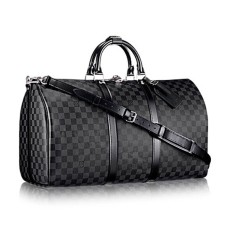 L Vuitton N41413 Keepall Bandouliere 55 Duffel Bag Damier Graphite Canvas L Vuitton N41413 Keepall Bandouliere 55 Duffel Bag Damier Graphite Canvas