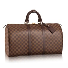 L Vuitton N41427 Keepall 50 Duffel Bag Damier Ebene Canvas