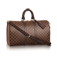 L Vuitton M41418 Keepall Bandouliere 45 Duffel Bag Damier Ebene Canvas