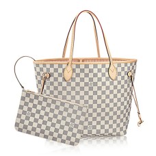 L Vuitton N41605 Neverfull MM Shoulder Bag Damier Azur Canvas
