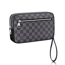 L Vuitton N41664 Kasai Clutch Damier Graphite Canvas