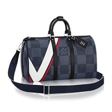 L Vuitton N44008 Keepall 45 Bandouliere Duffel Bag Damier Cobalt Canvas