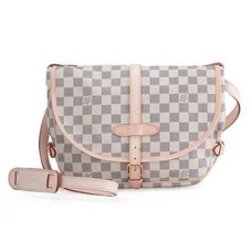 L Vuitton N48202 Saumur Crossbody Bag Damier Azur Canvas