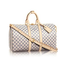 L Vuitton N48223 Keepall Bandouliere 45 Duffel Bag Damier Azur Canvas
