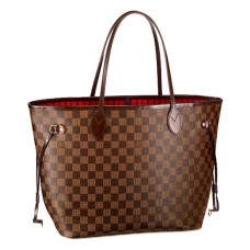 L Vuitton N51105 Neverfull MM Shoulder Bag Damier Ebene Canvas