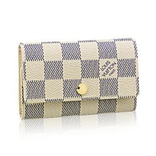 L Vuitton N61745 6 Key Holder Damier Azur Canvas