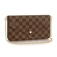 L Vuitton N63032 Pochette Felicie Chain Wallet Damier Ebene Canvas L Vuitton N63032 Pochette Felicie Chain Wallet Damier Ebene Canvas