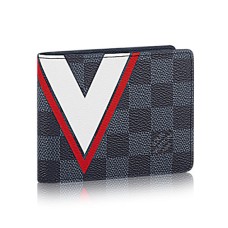 L Vuitton N64008 Slender Wallet Damier Cobalt Canvas